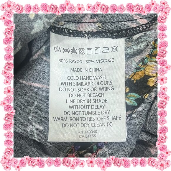 ROLLA'S Lightweight Semi-Sheer Floral Print Long Sleeve Blouse - Size S - Picture 12 of 13